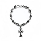 Chrome Hearts Silver Cross Ball Tiny E Bracelet