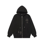 Chrome Hearts Rhinestone Cross Hoodie - Black Gothic Streetwear Sweatshirt 2633