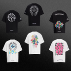 Chrome Hearts Multi-Design Gothic Cross & Horseshoe Graphic T-Shirts (Black/White)