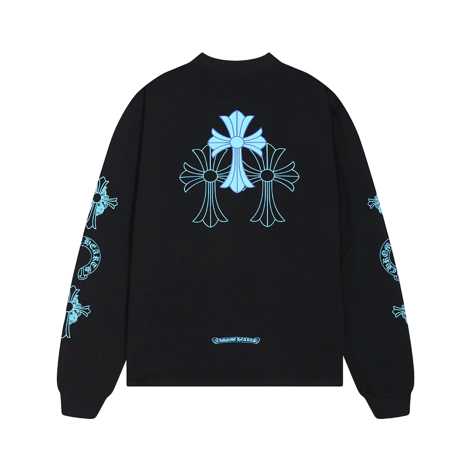 Chrome Hearts Gothic Cross & Graphic Print Long-Sleeve Crewneck Sweatshirts (Black/White)
