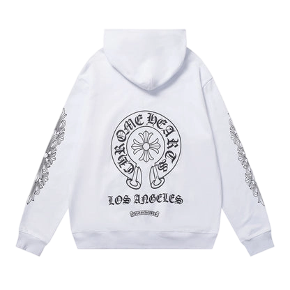Chrome Hearts Multi-Cross & Horseshoe Logo Graphic Hoodies (Black/White)