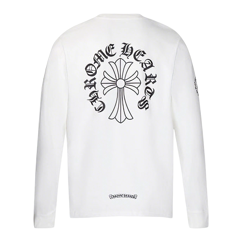 Chrome Hearts Gothic Cross & Graphic Print Long-Sleeve Crewneck Sweatshirts (Black/White)