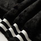 Chrome Hearts Faux Fur Cross Varsity Jacket - Black White Gothic Streetwear 035