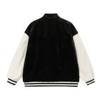 Chrome Hearts Faux Fur Cross Varsity Jacket - Black White Gothic Streetwear 035