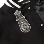 Chrome Hearts Cross Embroidered Leather Sleeve Varsity Jacket - Black Street Style 116
