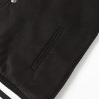 Chrome Hearts Cross Embroidered Leather Sleeve Varsity Jacket - Black Street Style 116