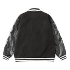 Chrome Hearts Cross Embroidered Leather Sleeve Varsity Jacket - Black Street Style 116