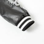 Chrome Hearts Cross Embroidered Leather Sleeve Varsity Jacket - Black Street Style 116
