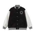 Chrome Hearts Layered Cross Varsity Jacket - Black White Street Style Outerwear 2208