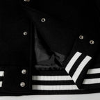 Chrome Hearts Layered Cross Varsity Jacket - Black White Street Style Outerwear 2208