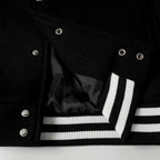 Chrome Hearts Layered Cross Varsity Jacket - Black White Street Style Outerwear 2208