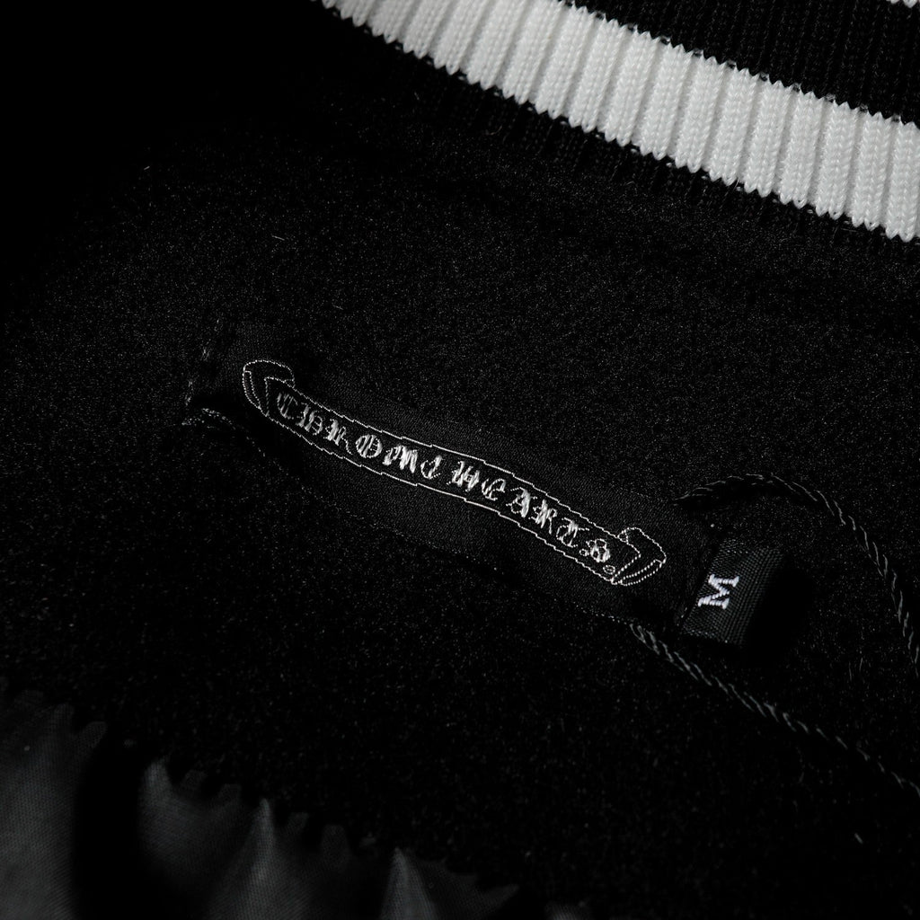 Chrome Hearts Layered Cross Varsity Jacket - Black White Street Style Outerwear 2208