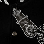 Chrome Hearts Layered Cross Varsity Jacket - Black White Street Style Outerwear 2208