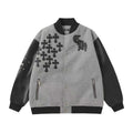 Chrome Hearts Multi Cross Varsity Jacket - Grey Black Street Jacket 2215