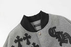 Chrome Hearts Multi Cross Varsity Jacket - Grey Black Street Jacket 2215