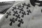Chrome Hearts Multi Cross Varsity Jacket - Grey Black Street Jacket 2215