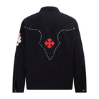 Chrome Hearts Multi Cross Studded Denim Jacket - Black Gothic Streetwear Coat H49