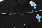 Chrome Hearts Multi Cross Studded Denim Jacket - Black Gothic Streetwear Coat H49