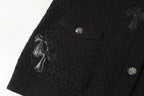 Chrome Hearts Gothic Cross Knit Cardigan - Black Grey Streetwear Jacket 904