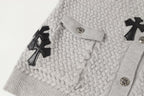 Chrome Hearts Gothic Cross Knit Cardigan - Black Grey Streetwear Jacket 904